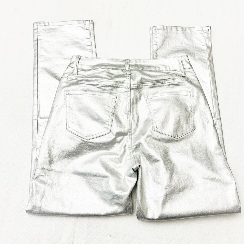 Superdown Metallic Silver Button Fly Straight Leg… - image 5